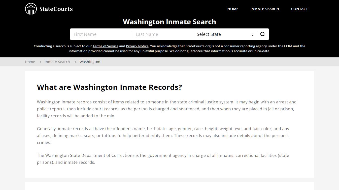 Washington Inmate Search, Prison and Jail Information - StateCourts